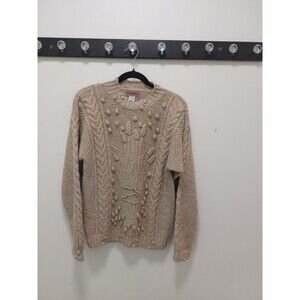 Levante Alpaca Cashmere Sweater With Wheat Design Tan Size M Fisherman